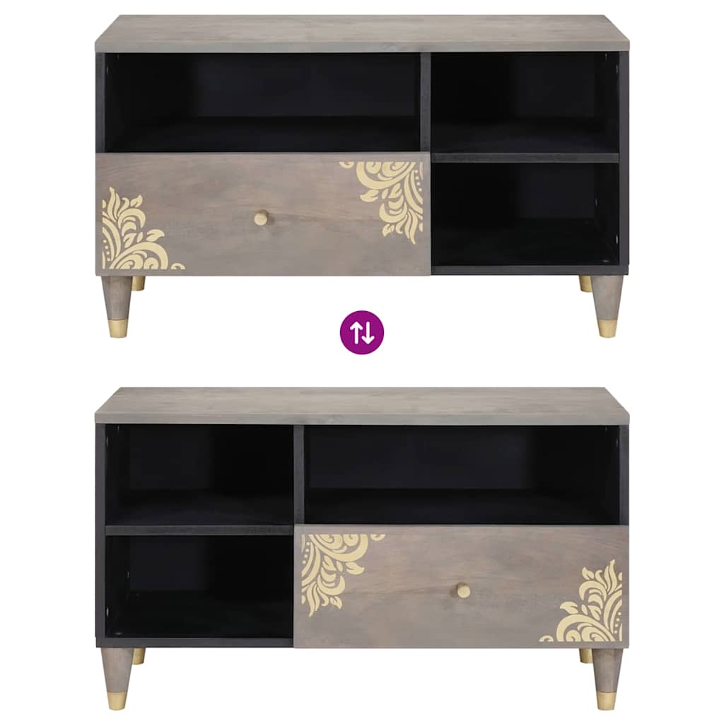 Mobile TV con cassetto Grigio e Oro 80 x 33.5 x 46 cm