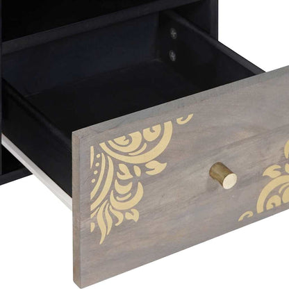 Mobile TV con cassetto Grigio e Oro 100 x 33.5 x 46 cm