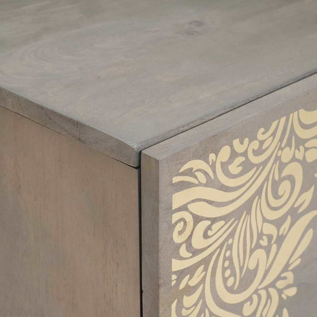 Credenza Grigio e Oro 40 x 33.5 x 75 cm Legno massello di mango