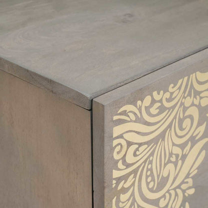 Credenza Grigio e Oro 40 x 33.5 x 75 cm Legno massello di mango