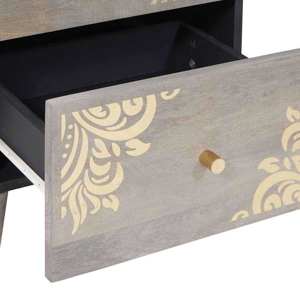 Credenza Grigio e Oro 40 x 33.5 x 75 cm Legno massello di mango