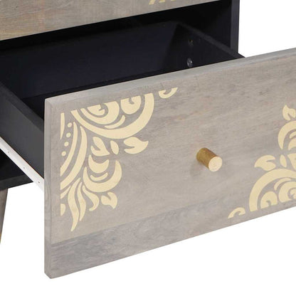 Credenza Grigio e Oro 40 x 33.5 x 75 cm Legno massello di mango