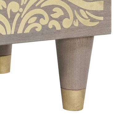 Credenza Grigio e Oro 40 x 33.5 x 75 cm Legno massello di mango