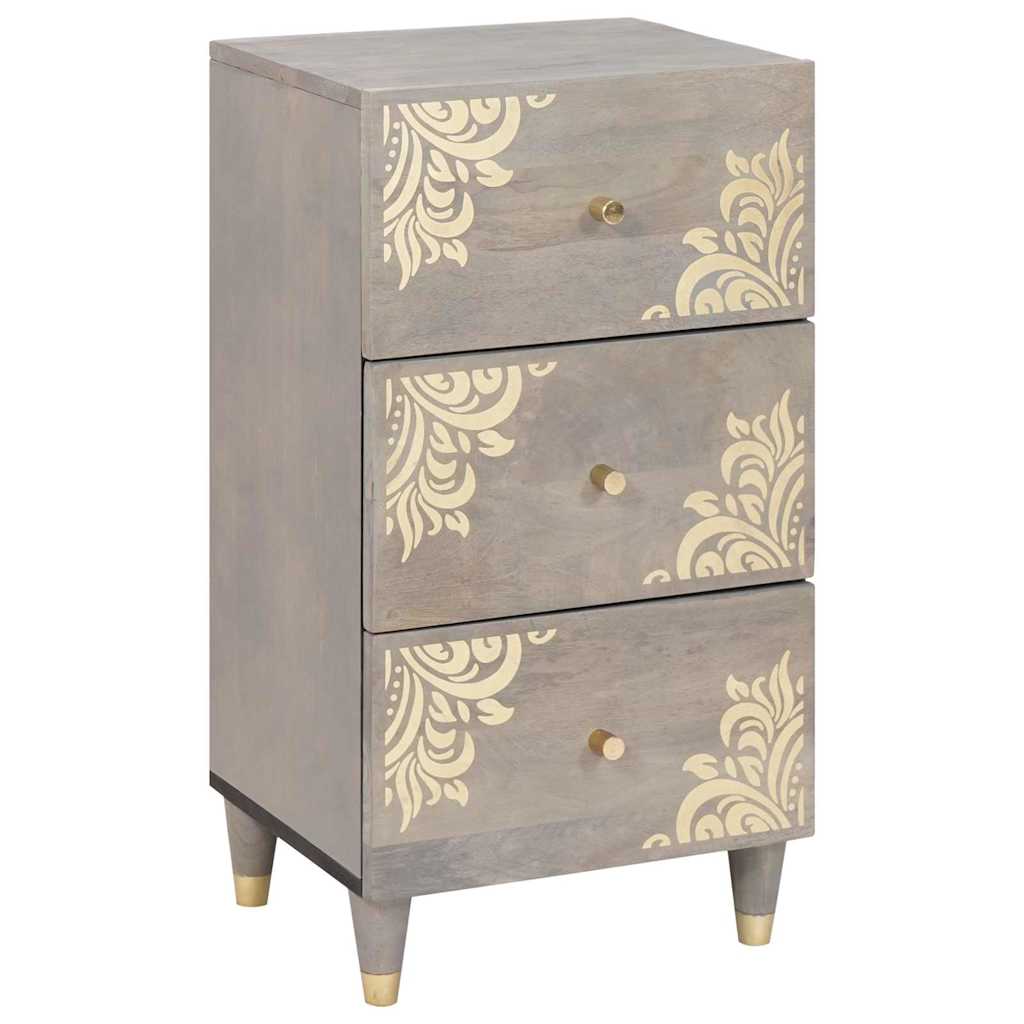 Credenza Grigio e Oro 40 x 33.5 x 75 cm Legno massello di mango