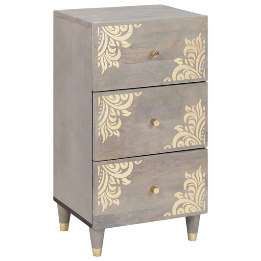 Credenza Grigio e Oro 40 x 33.5 x 75 cm Legno massello di mango
