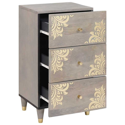 Credenza Grigio e Oro 40 x 33.5 x 75 cm Legno massello di mango