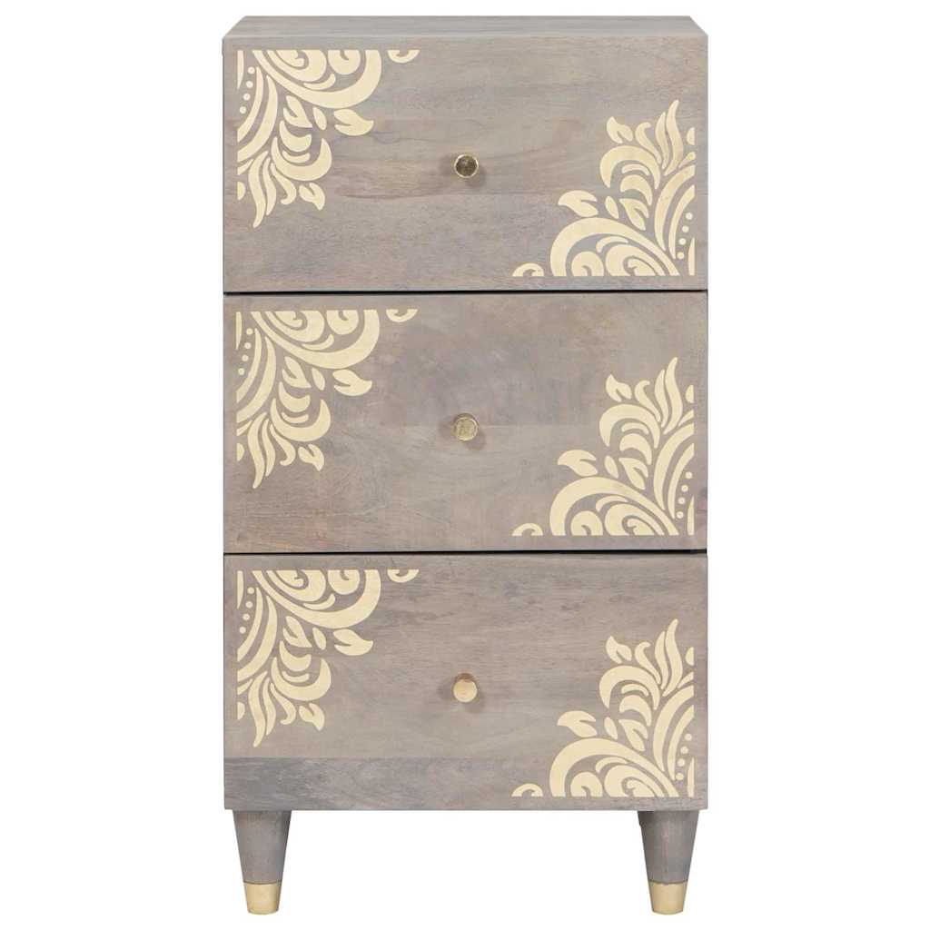 Credenza Grigio e Oro 40 x 33.5 x 75 cm Legno massello di mango