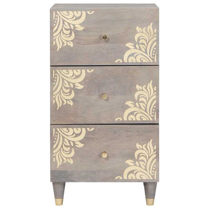 Credenza Grigio e Oro 40 x 33.5 x 75 cm Legno massello di mango