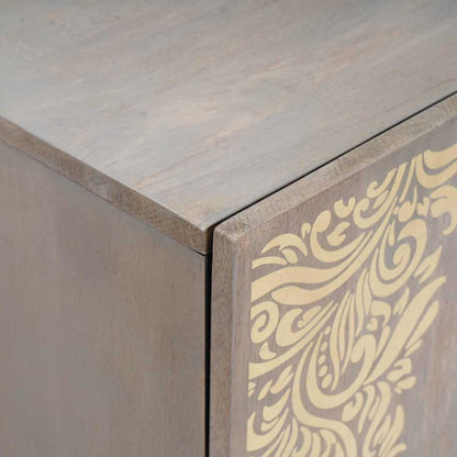 Credenza Grigio e Oro 40 x 33.5 x 75 cm Legno massello di mango