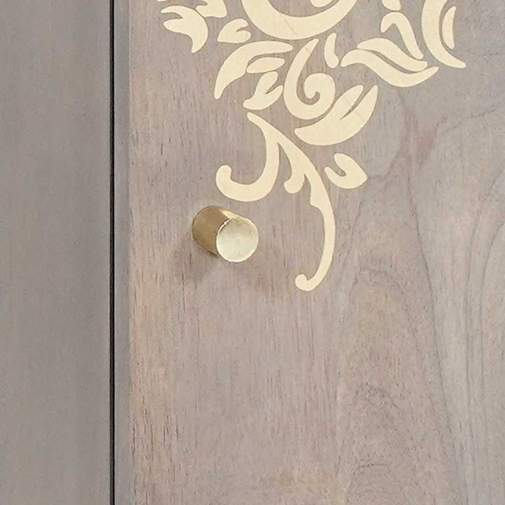 Credenza Grigio e Oro 40 x 33.5 x 75 cm Legno massello di mango