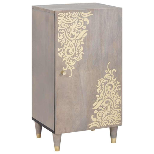 Credenza Grigio e Oro 40 x 33.5 x 75 cm Legno massello di mango