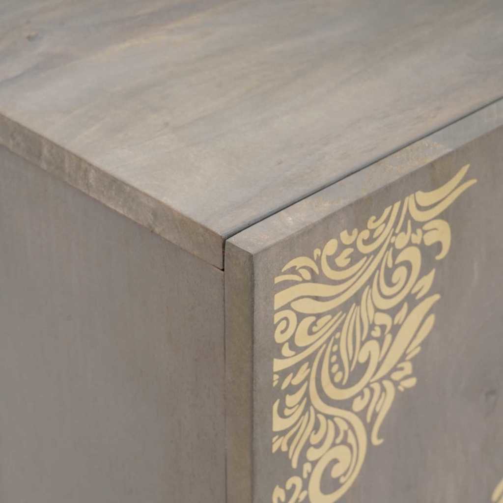 Credenza Grigio e Oro 60 x 33 x 75 cm Legno massello di mango