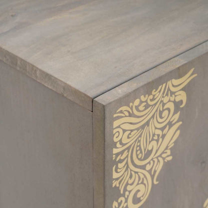 Credenza Grigio e Oro 60 x 33 x 75 cm Legno massello di mango
