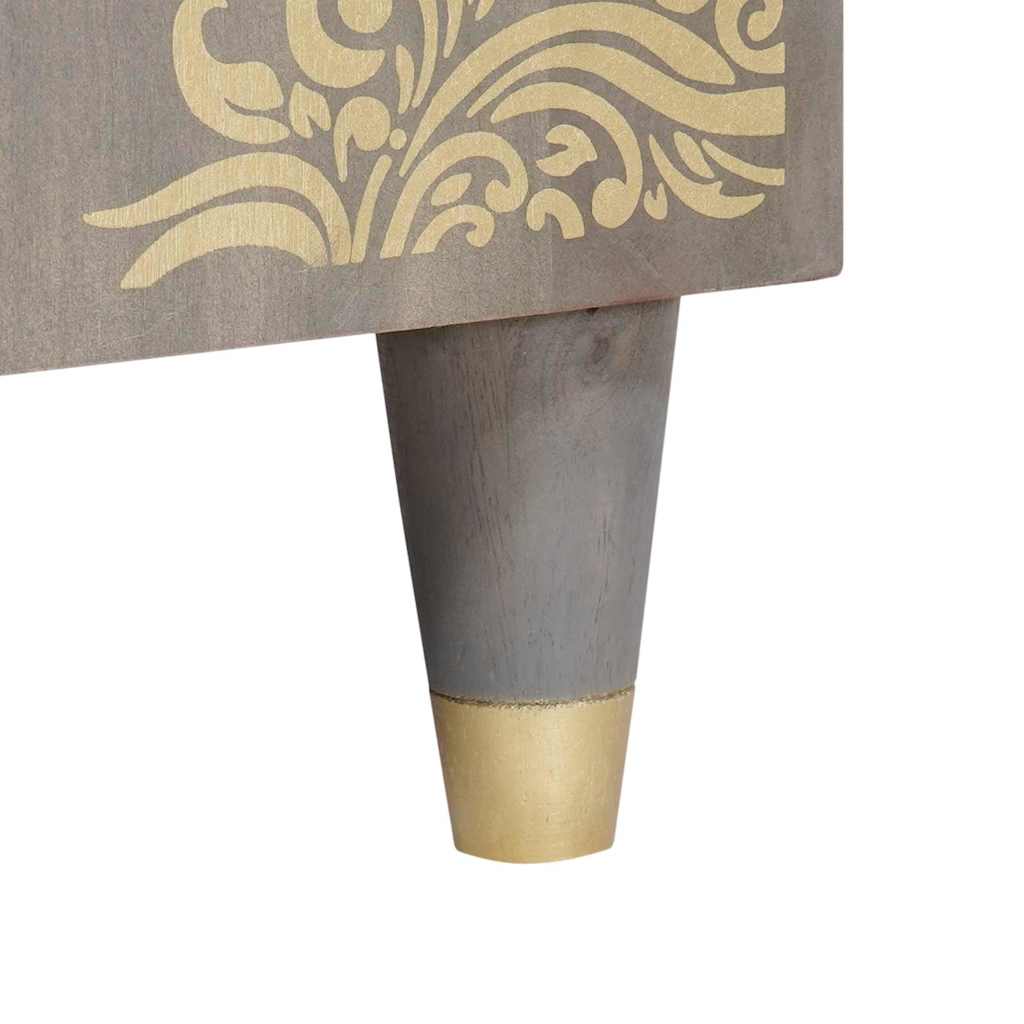 Credenza Grigio e Oro 60 x 33 x 75 cm Legno massello di mango