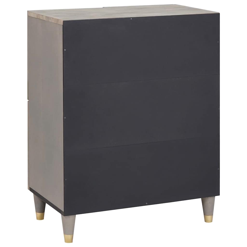 Credenza Grigio e Oro 60 x 33 x 75 cm Legno massello di mango