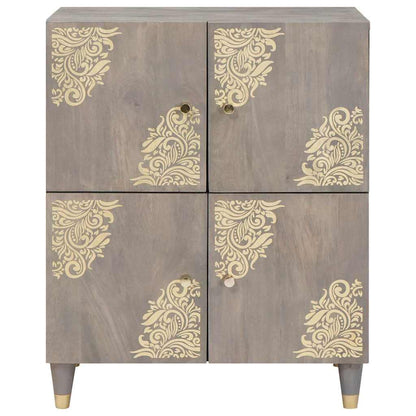 Credenza Grigio e Oro 60 x 33 x 75 cm Legno massello di mango