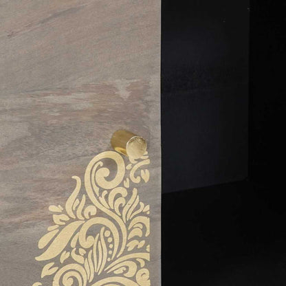 Credenza Grigio e Oro 80 x 33.5 x 75 cm Legno massello di mango