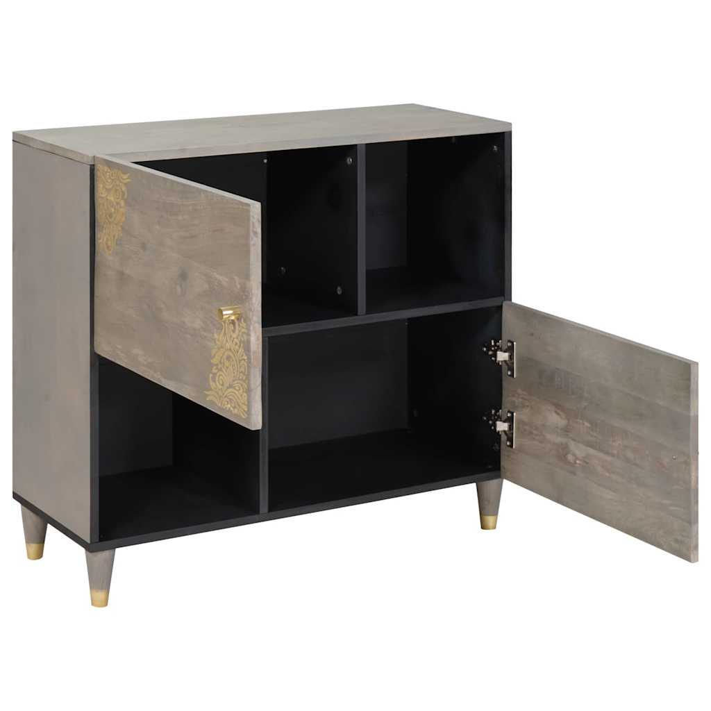Credenza Grigio e Oro 80 x 33.5 x 75 cm Legno massello di mango