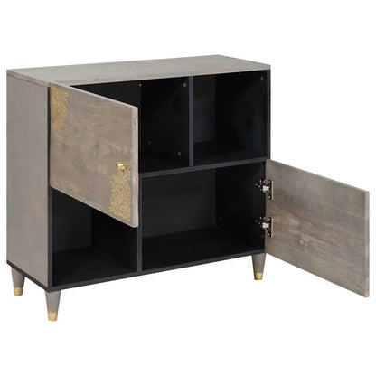 Credenza Grigio e Oro 80 x 33.5 x 75 cm Legno massello di mango