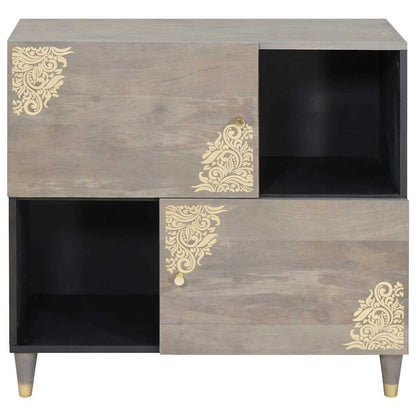 Credenza Grigio e Oro 80 x 33.5 x 75 cm Legno massello di mango