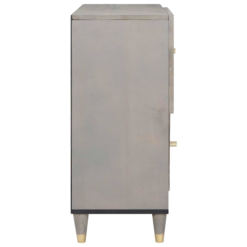 Credenza Grigio e Oro 80 x 33.5 x 75 cm Legno massello di mango