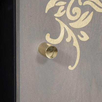 Credenza Grigio e Oro 90 x 33.5 x 75 cm Legno massello di mango
