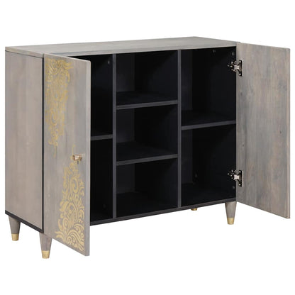 Credenza Grigio e Oro 90 x 33.5 x 75 cm Legno massello di mango