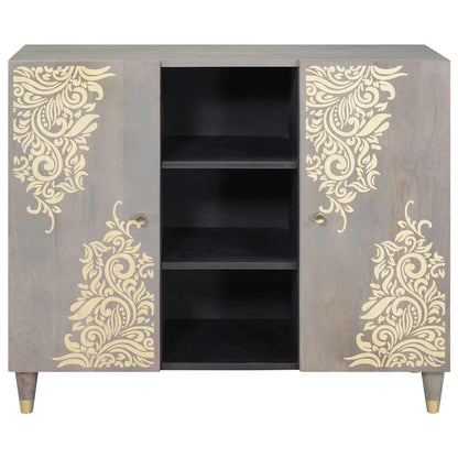 Credenza Grigio e Oro 90 x 33.5 x 75 cm Legno massello di mango