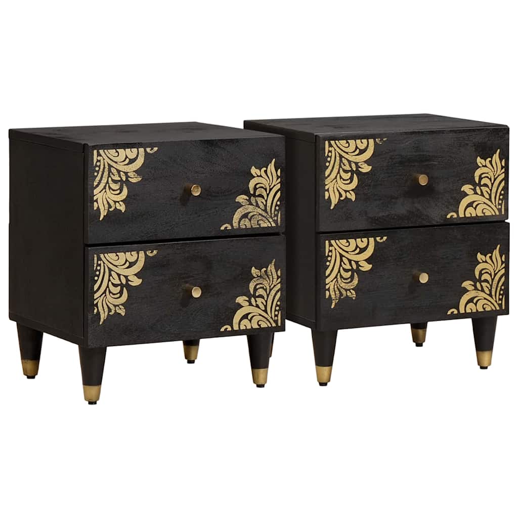 Armadio da Notte con cassetto 2 pcs Nero 40 x 33 x 46 cm | homemem39
