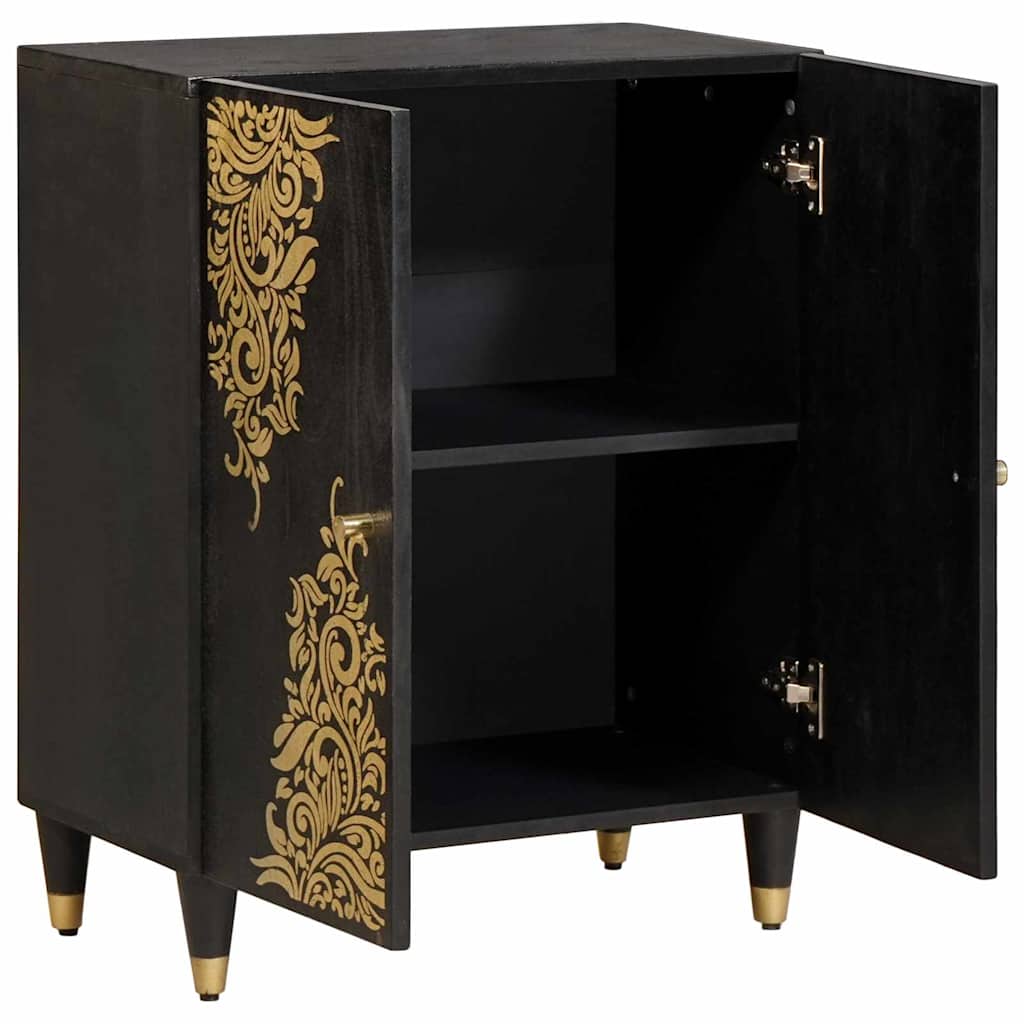Credenza Nero 60 x 33 x 75 cm Legno di mango massello