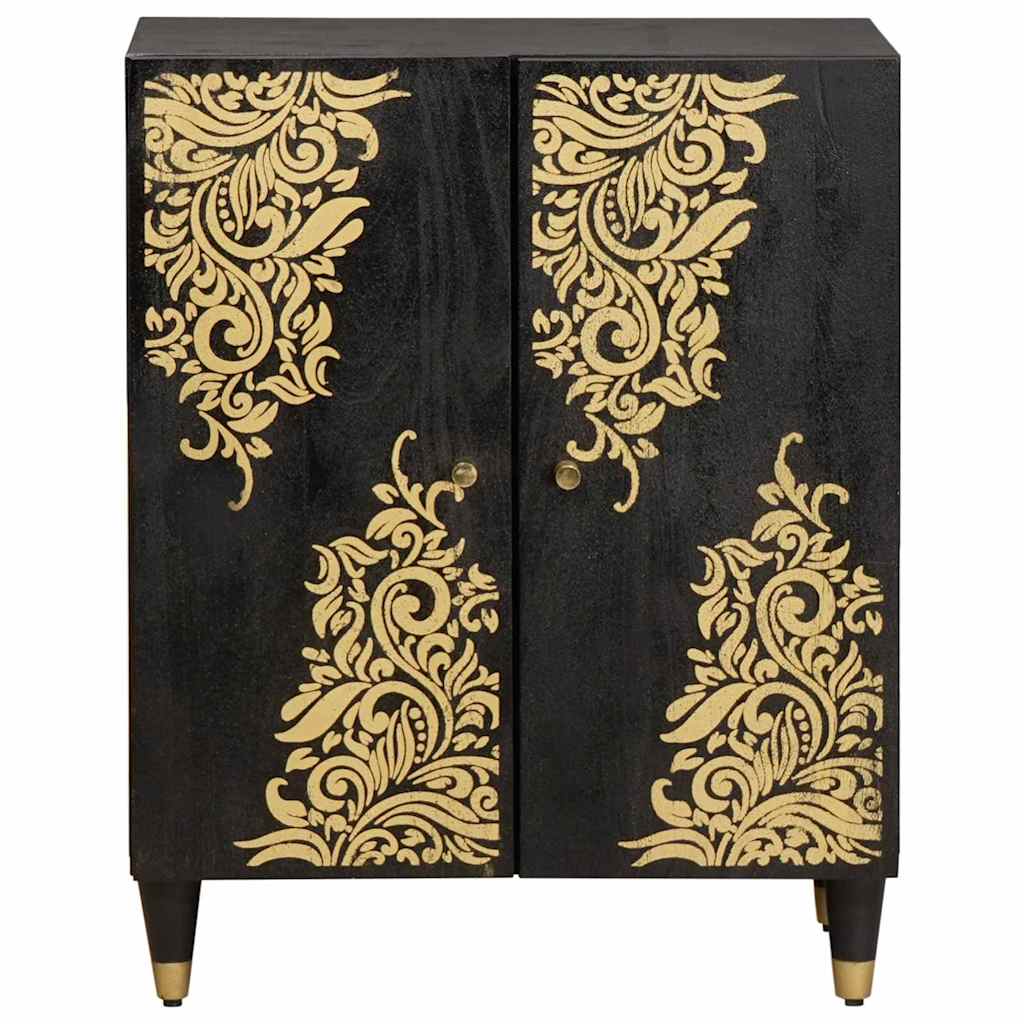 Credenza Nero 60 x 33 x 75 cm Legno di mango massello
