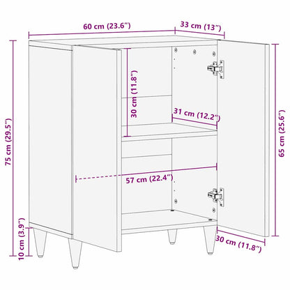 Credenza Nero 60 x 33 x 75 cm Legno di mango massello