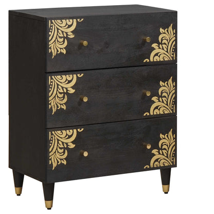 Credenza Nero 60 x 33 x 75 cm Legno di mango massello