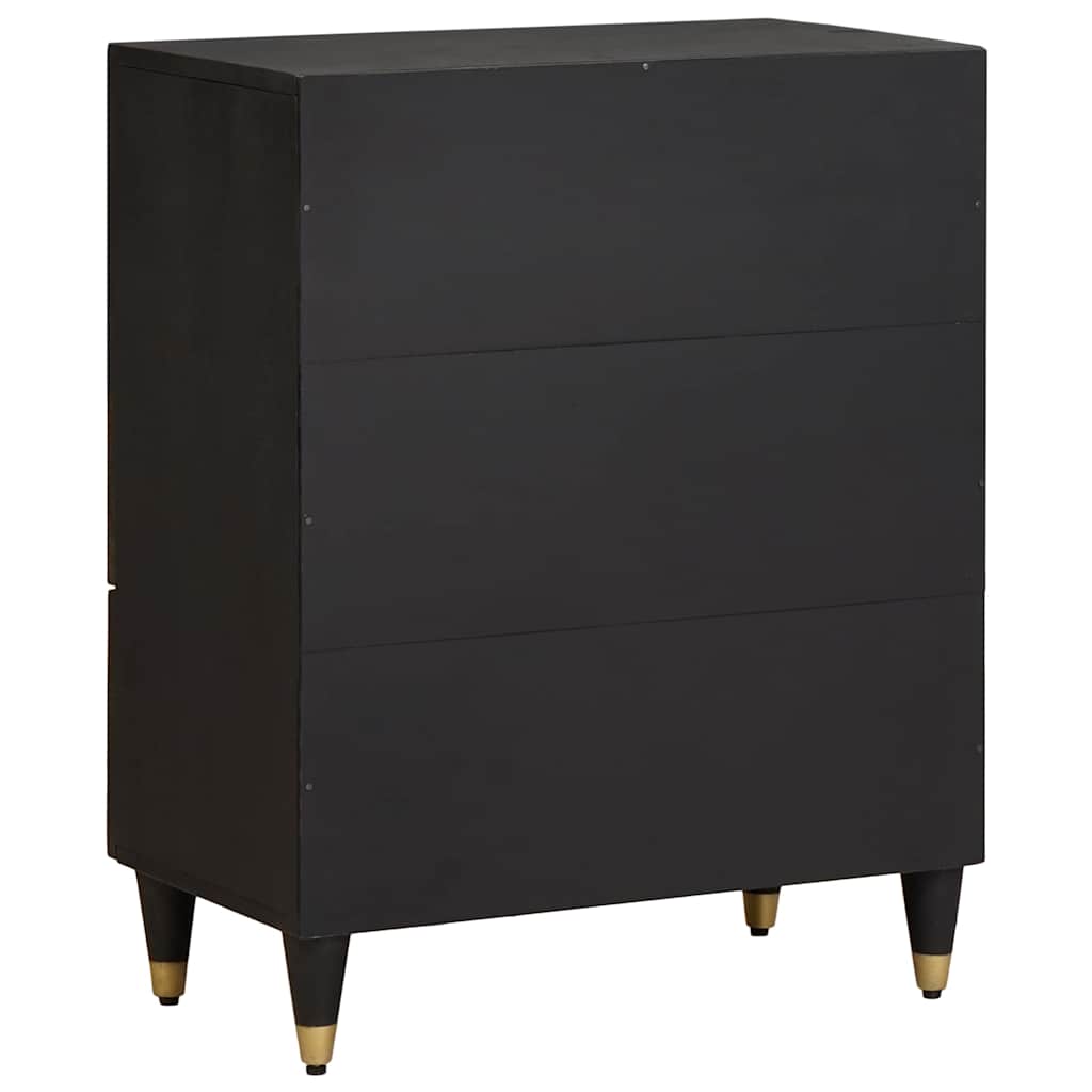 Credenza Nero 60 x 33 x 75 cm Legno di mango massello