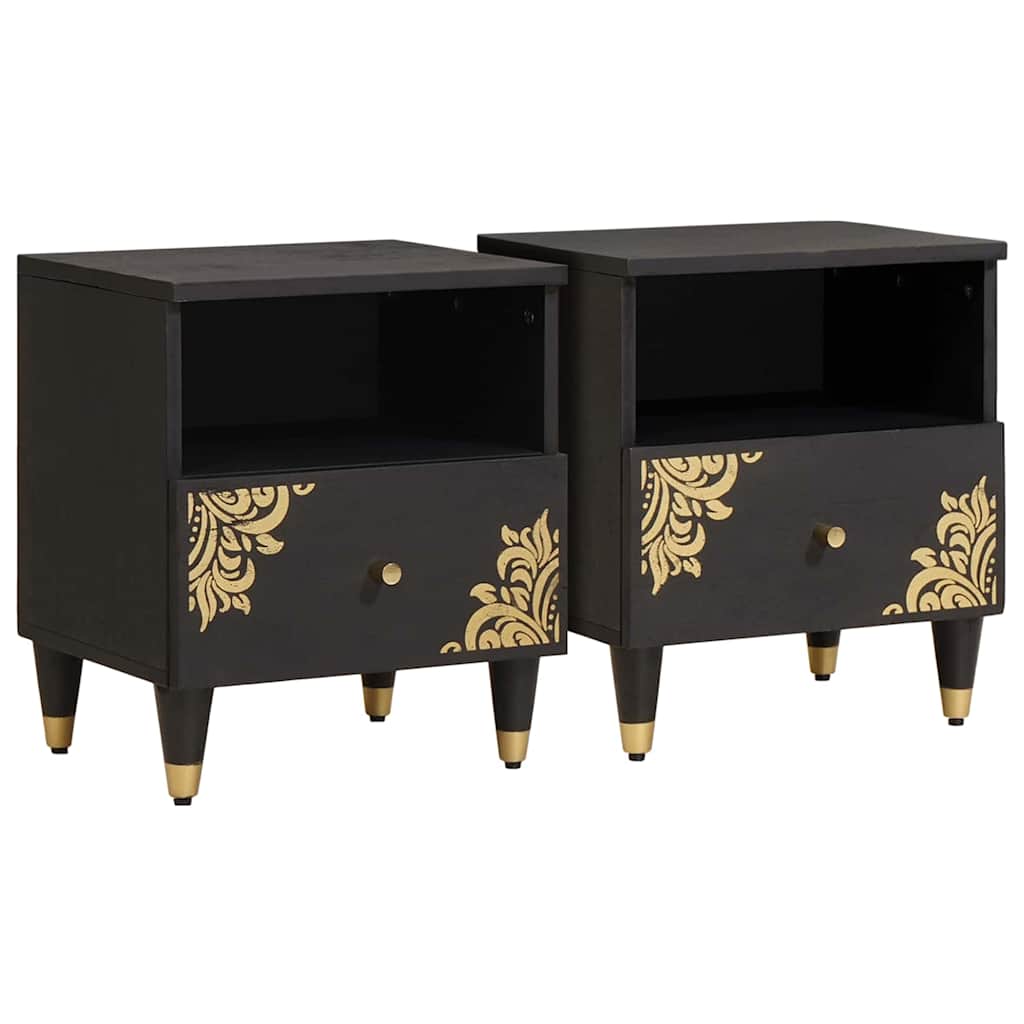 Armadio da Notte con cassetto 2 pcs Nero 40 x 33 x 46 cm | homemem39