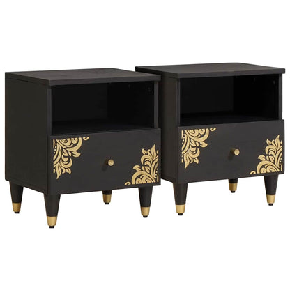 Armadio da Notte con cassetto 2 pcs Nero 40 x 33 x 46 cm | homemem39