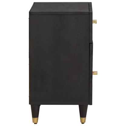 Comodino con porta Nero 50 x 33 x 60 cm Legno di mango massello | homemem39