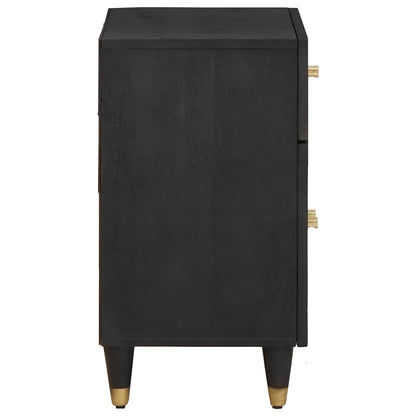 Comodino con porta Nero 50 x 33 x 60 cm Legno di mango massello | homemem39