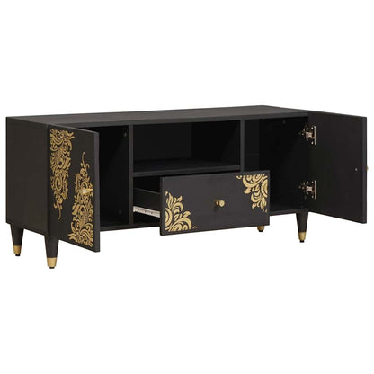 Mobile TV Nero 105 x 33 x 46 cm Legno di mango massello | homemem39
