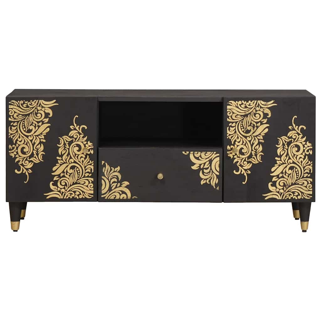 Mobile TV Nero 105 x 33 x 46 cm Legno di mango massello | homemem39