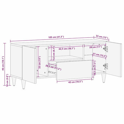 Mobile TV Nero 105 x 33 x 46 cm Legno di mango massello | homemem39