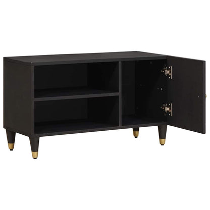 Mobile TV Nero 80 x 33 x 46 cm Legno di mango massello | homemem39