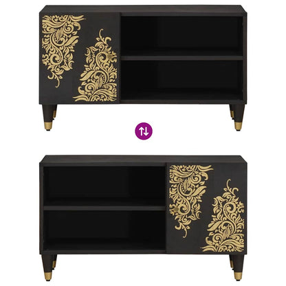 Mobile TV Nero 80 x 33 x 46 cm Legno di mango massello | homemem39