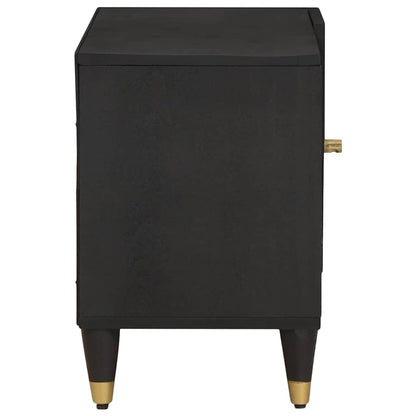 Mobile TV Nero 80 x 33 x 46 cm Legno di mango massello | homemem39