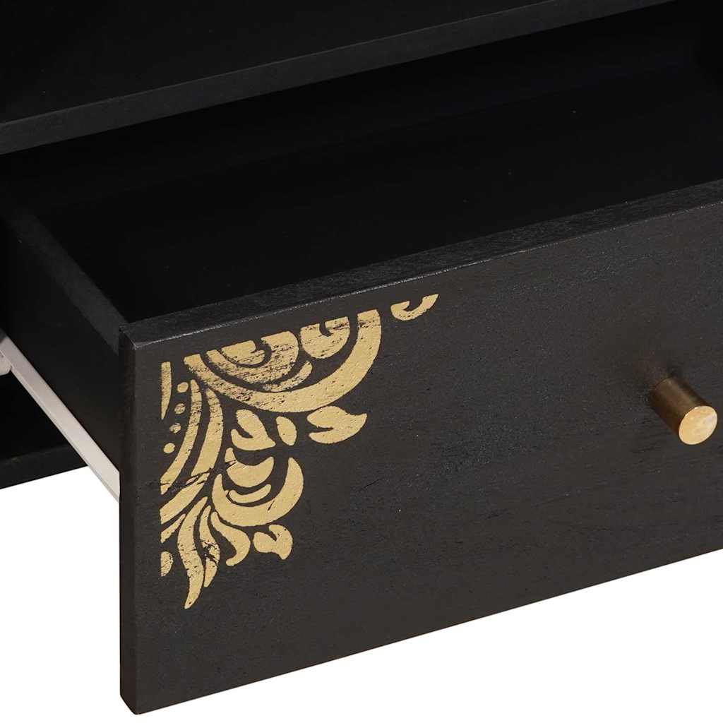Mobile TV Nero 80 x 33 x 46 cm Legno di mango massello | homemem39