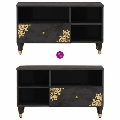 Mobile TV Nero 80 x 33 x 46 cm Legno di mango massello | homemem39