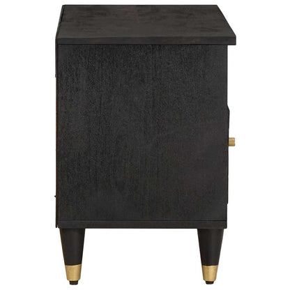 Mobile TV Nero 80 x 33 x 46 cm Legno di mango massello