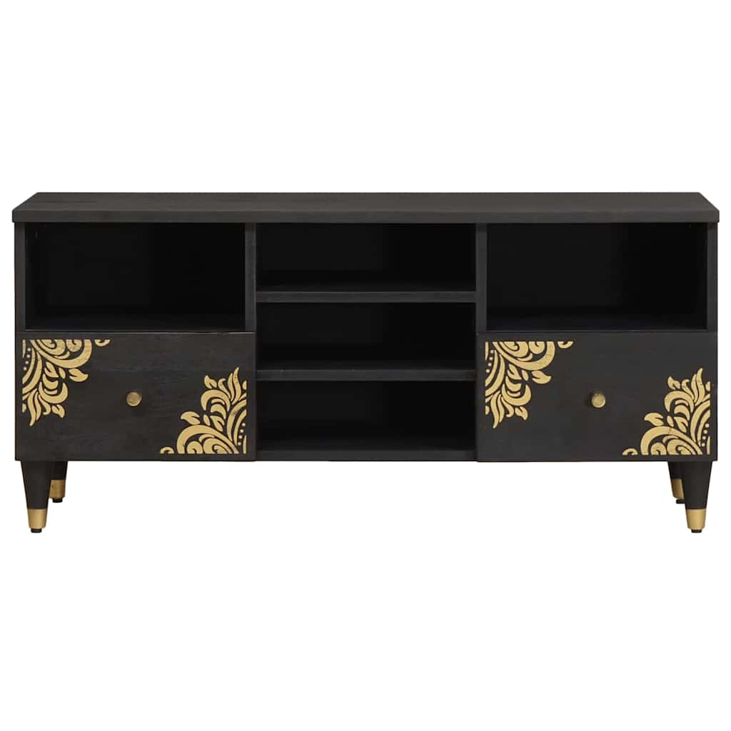 Mobile TV Nero 100 x 33 x 46 cm Legno di mango massello | homemem39