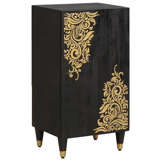 Credenza con porta Nero 40 x 33 x 75 cm Legno di mango massello