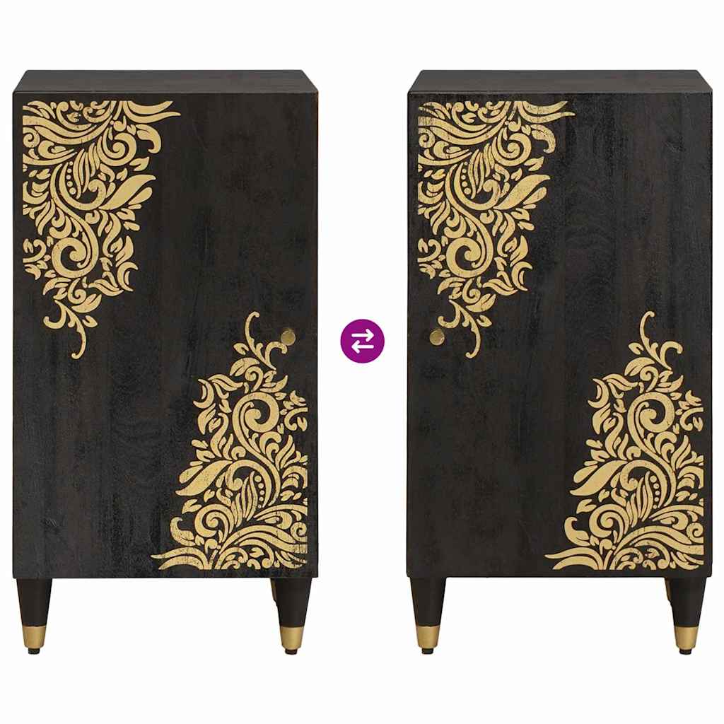 Credenza con porta Nero 40 x 33 x 75 cm Legno di mango massello | homemem39